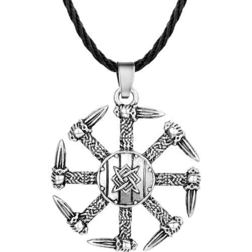 Antique Viking Stunning Kolovrat Necklace with Swords Pagan Jewelry Necklace