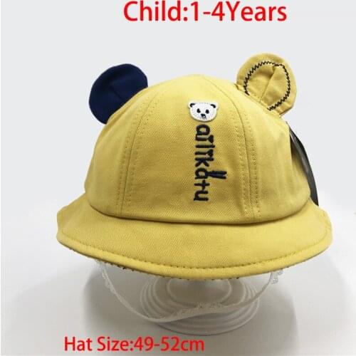 Children Fisherman Bucket Hat Kids Cute Cartoon Bear Ear Hat Hat Spring Summer Shade Hat Pure Color Child Cap Panama for Kids