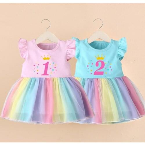 Girls Happy Birthday Number 1-4 Princess Dress New Summer Kid Girls Dresses Children Birthday Party Clothing Birthday Present