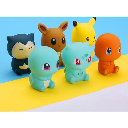 6pcs Cartoon pokemon Swimming Water Toys Bathing Funny Kawaii Colorful Soft Rubber Float Squeeze Sound Squeaky Toy Baby Kid Toys