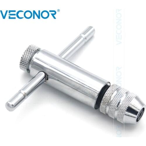 M3-M8 Adjustable T-Shaped Handle Reamer Screw Extractor Tap Wrench Holder Ratchet Inserted Reverse Direction