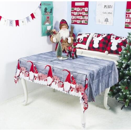 Christmas Dinner Tablecloth 180x150cm Rectangle Decorative Table Covers Dinning Hall Decoration Santa Pattern Table Cloth
