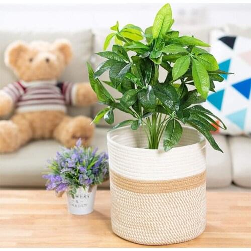 Hand Woven Flower Pot Basket Laundry Closet Storage Bins Toys Storage Container Planter Holder Baby Nursery Organizer