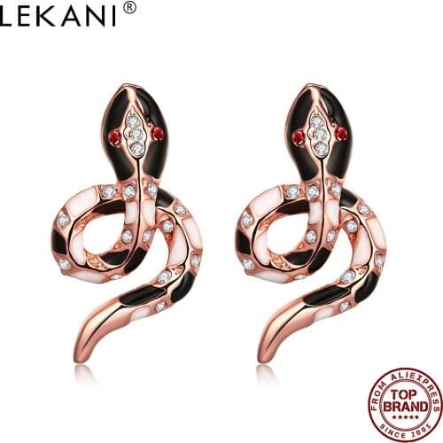 LEKANI Serpentine Color Women Stud Earrings Czech Drill Personalized Rose Gold Earring Anniversary New Arrival Fashion Jewelry