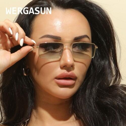 WERGASUN Fashion Square Sunglasses Women Brand Designer Retro Sun Glasses Female Rectangle Lens Vintage Small Oculos De Sol