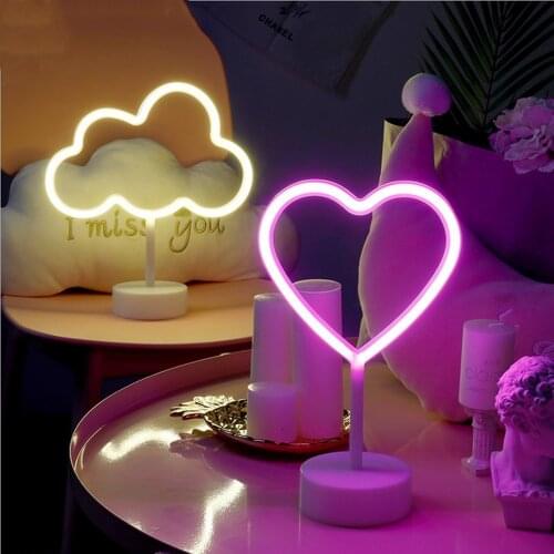 17style LED Neon Sign Light Holiday Xmas Party Romantic Wedding Decoration Kids Room Home Decor Flamingo Moon Star Heart Rainbow