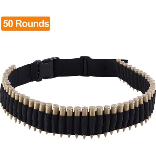 600D Nylon Tactical 50 Rounds Shell Holder Military Cartridge Bullet Waist Belt Gauge Ammo Holder for Hunting Shooting CS Game