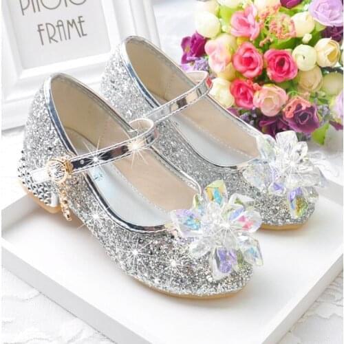 Children Princess Leather Shoes Girls Rhinestone Candy Color Hight Heels Slip on Party Dance Shoes For Baby Girls Kids