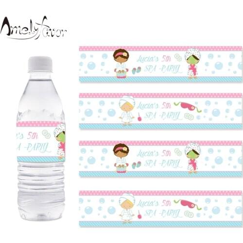 Spa Party Water Bottle Labels Spa Slumber Party Water Bottle Wrappers Spa Slumber Birthday Party Supplies Decoration Spa Decor