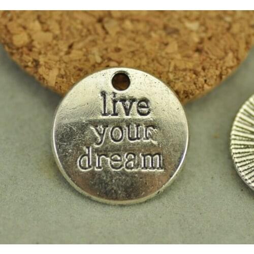Vintage diy accessories antique silver live your dream 20mm20 Pcs