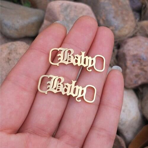 Stainless Steel Shoe Fastener Old English Baby Shoe-Buckle For Women Girl Left Right Buckie For Kids Birthday Gift BFF Jewelry