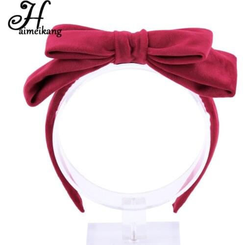 Haimekang Sofa Cotton Velvet Bowknot Hair Hoop Headband for Women Headwear Hair Accessories Retro Bow Ties Hairband Headdress