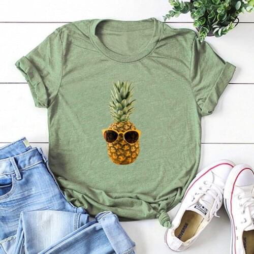 Hello Pineapple Summer Tshirt Women Gothic Hawaii Vacation Cartoon Tshirts Couple T-shirt Aesthetic Clothes Beach Style XL