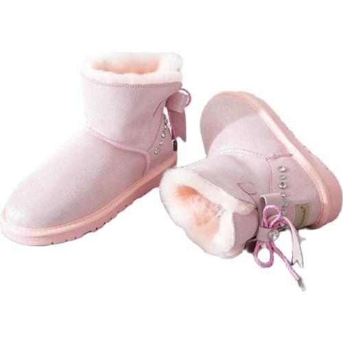 Winter Integrated Rhinestone Female Online Celebrity with Warm Cotton Fur Shoes with Low-cut Short Leather and Velvet Snow Boots