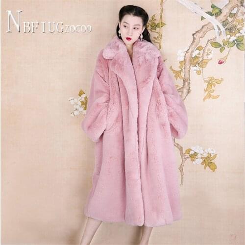 Imitation Mink Fluff Women Overcoat Faux Fur Coat Winter New Loose Female Plush Jacket