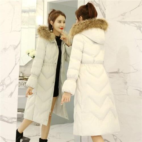 KMETRAM Winter Jacket Women Real Raccoon Fur Collar Hooded Long Coat Female Thick Slim Vintage Parkas Jaqueta Feminina MY585