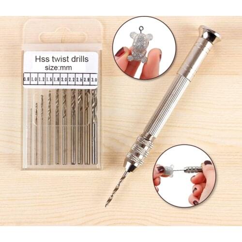 1 Set Metal Hand Drill With 0.8-3.0mm Drill Screw Mini Eye Pins for UV Epoxy Resin Mold Tools DIY Jewelry Making Handmade Tools