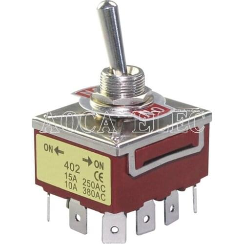 10PCS KN3C-402 ON-ON 4PDT 12 Pin Brown Medium Toggle Switch 15A 250VAC 12.2MM 2 Position
