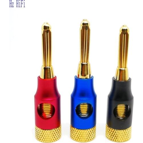 4/8PCS 4mm Taiwan 24K Copper gold-plated 4mm banana plugs connector Banana Plug Banana Jack No soldering for Speaker Cable
