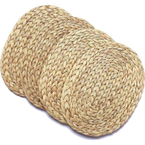 4 Pcs Oval Water Hyacinth Placemat,Handmade Natural Board Woven Table Mat,Tea Ceremony Mats,for Dining Room,Kitchen,Etc