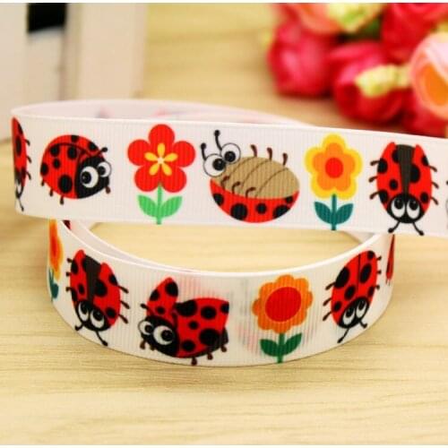 7/8'' Free shipping bee printed grosgrain ribbon hair bow headwear party decoration wholesale OEM 22mm H5462