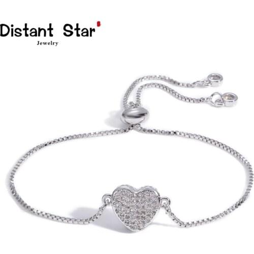 Women Bracelet romantic heart copper rainbow zircon bracelet bangle femme snake chain cz bracelet jewelry Christmas gift