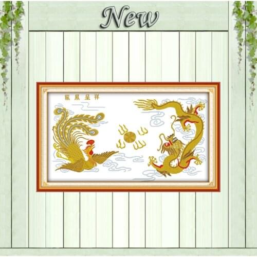 Dragon and phoenix mascot animal painting 11CT counted print on the canvas DMC Cross Stitch kits 14CT needlework Sets embroidery