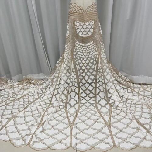 French Mesh Net Lace African Lace Fabric 2021 High Quality Lace Nigeria Sequins Lace Fabric For Woman Dress Wedding Party