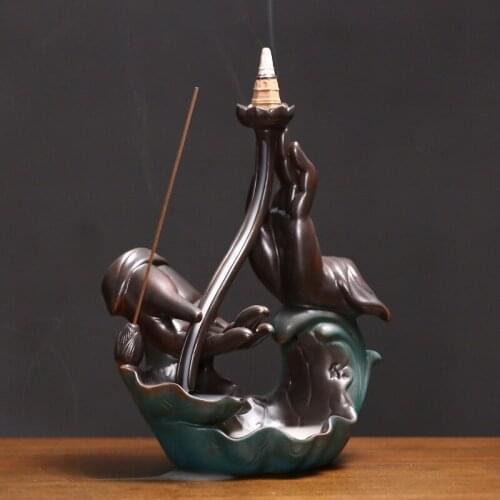 Cross-border ceramic incense sticks, creative antique bergamot backflow incense burner, sandalwood decoration crafts