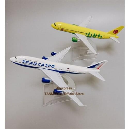 2pcs Alloy Metal Plane Model Airplane Air Russian Siberia Airbus A320 Airways & Transaero Boeing B747 Airlines Diecast Aircraft