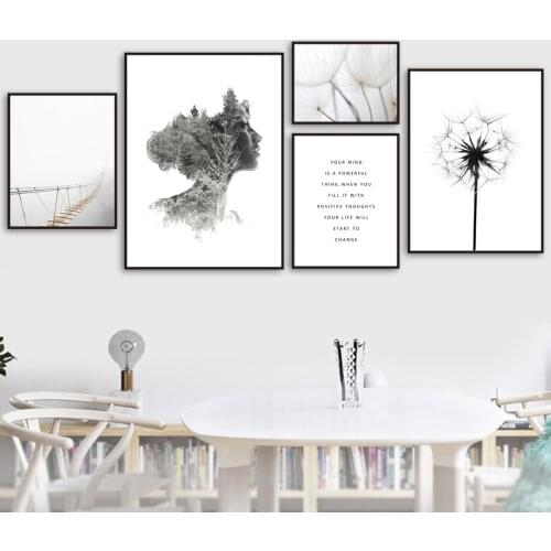 Girl Bridge Dandelion Wall Art Canvas Painting Abstract Nordic Posters And Prints Quotes Wall Pictures For Living Room Decor