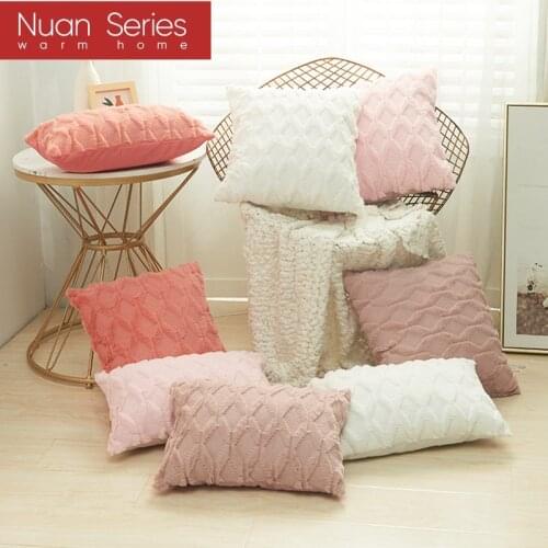 3D Fluffy Plush Pillow Case Super Soft Cushion Cover Spring Decor Throw Pillow Covers for Sofa Bed Home Living Room Decoration