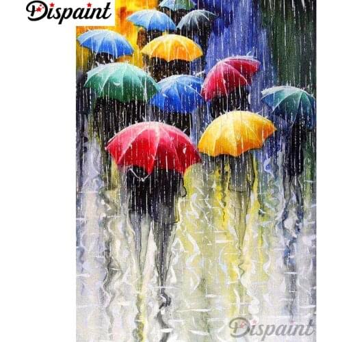 Dispaint Full Square/Round Drill 5D DIY Diamond Painting "Colored umbrella scenery" Embroidery Cross Stitch 5D Home Decor A11803