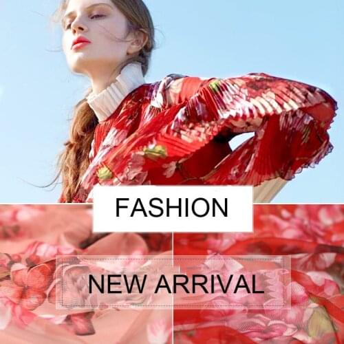 New Arrival Floral Print Bamboo Fiber Chiffon Fabric for Summer Dress Shirt Blouse 145CM Wide 2 Colors Available E065