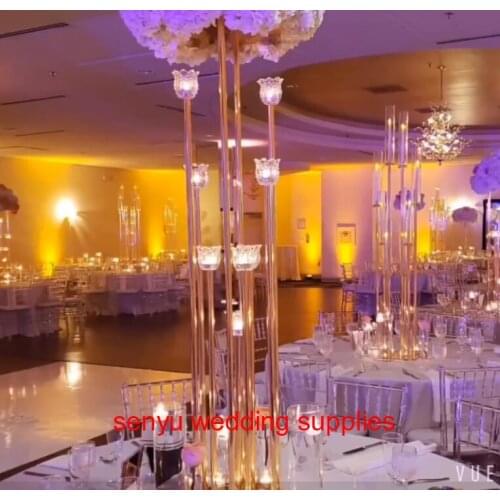 New style sliver or Gold flower candle holder arrangement stand for table wedding centerpieces senyu206