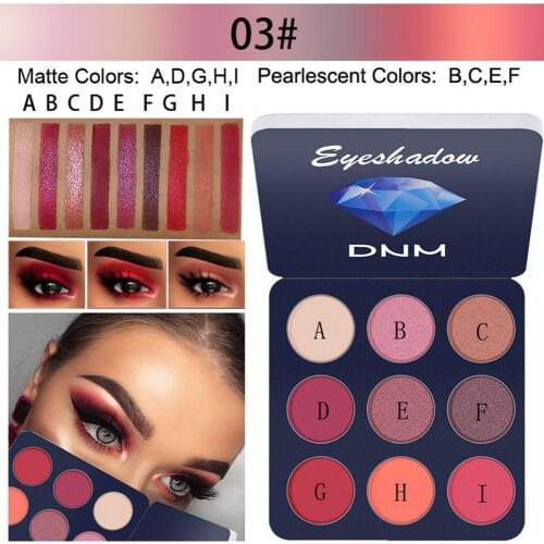 9 Colors Pearlescent Matte Eyeshadow Palette Diamond Glitter Shimmer Sparkle Powder Eye Shadow Waterproof Lasting Cosmetic Eye