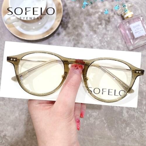 Transparent Clear Optical Glasses Frame Women Retro Round Anti Blue Light Eyeglasses Frame Prescription Myopia Eyewear Frame