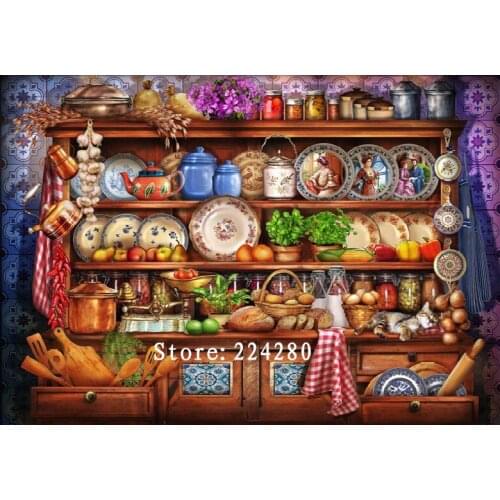Tailor-made Needlework,Embroidery,DIY Retro Kitchen Shelf 14CT Unprinted Cross stitch kits,Art Scenery Cross-Stitching decor
