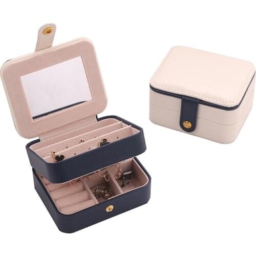 New Jewelry Box Double Layer Portable Organizer Ring Travel Watch Leather Display Storage Case For Earrings Necklace
