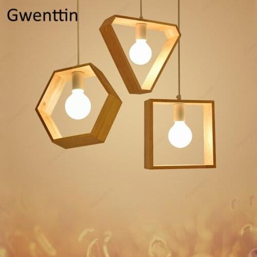 Nordic Wooden Pendant Lights Modern LED Hanging Lamps for Dining Living Room Bedroom Lighting Fixture Loft Industrial Home Decor