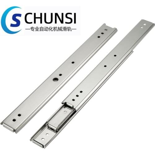 CHUNSI 35mm Wide Three-Section Steel Non-Detachable Drawer Slide Full Exhibition SUS304