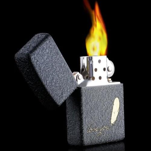 Zorro Kerosene Windproof Lighter Creative Matte Black Love Letter Smoking Tool Collection Gift for Smoker