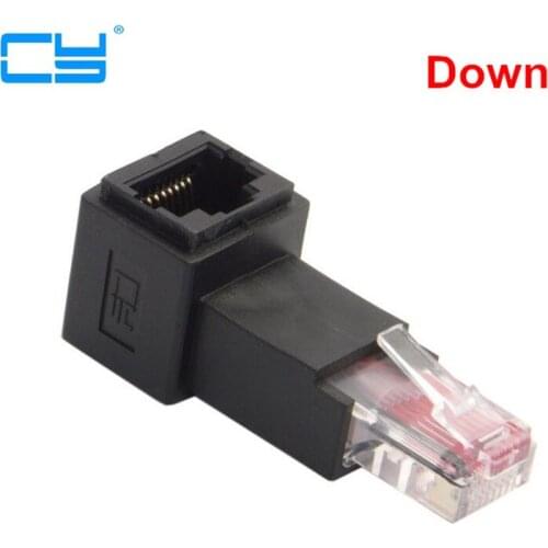 Down Angled 90 Degree 8P8C FTP STP UTP Cat 5e Male to Female Lan Ethernet Network Extension Adapter