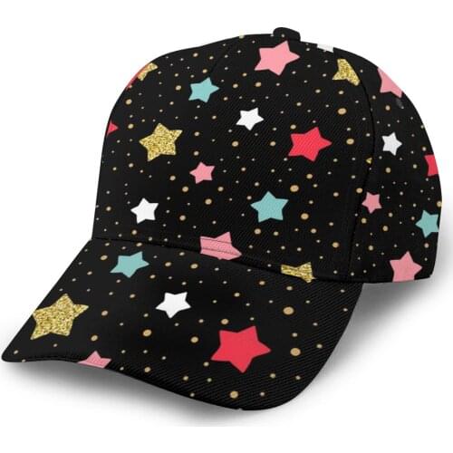 CINESSD Colorful Stars Dots On Black Baseball Cap women men snapback caps Classic Style hat Casual Sport Outdoor cap