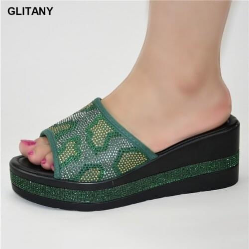 New Fashion African Women Wedding Shoes Decorated with Rhinestone High Quality Plus Size Lady Pumps Shoe Summer Women High Heels