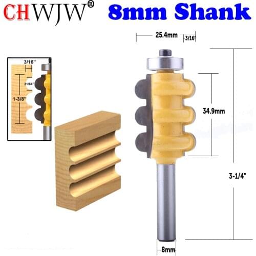 1pc 8mm Shank Triple Flute Molding Router Bit Line knife Woodworking cutter Tenon Cutter for Woodworking Tools