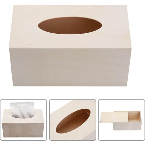 1pc Wooden Tissue Box DIY Painting Tissue Boxes Napkin Case Household Seat Type Tissue Holder