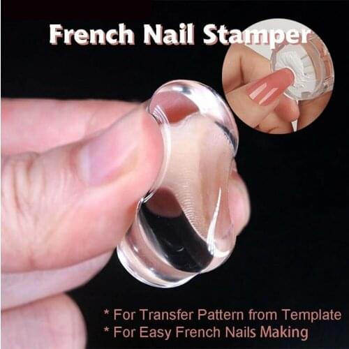 1pc Easy-French Nail Stamper Clear Jelly Silicone Replacement Head Silicone Transfer Print Scraper Nail DIY Template Stamping