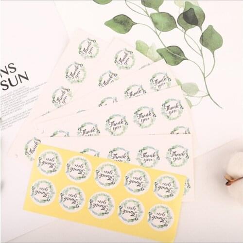 100pcs/pack Round Hand New "Thank You" Shaped Round Sticker Printing For Handicraft Baking Products Sealing Label
