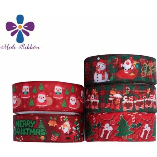 16mm-75mm Merry Christmas Series Tree Snowman Printed Grosgrain/Foe Ribbon DIY Hair Bowknots Gift Packing 50yards/roll